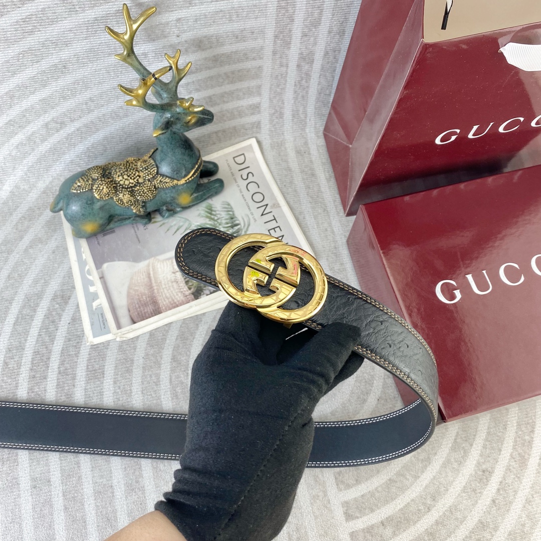 古奇💕 特种皮腰带系列 ，原厂五金精品不锈钢扣，手感柔软舒适 宽3.8CM。