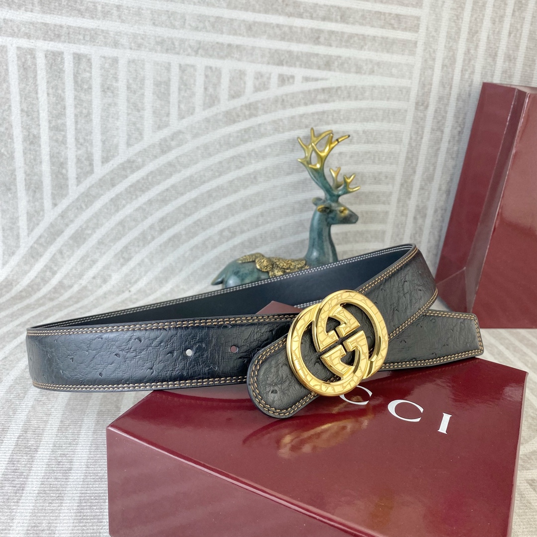 古奇💕 特种皮腰带系列 ，原厂五金精品不锈钢扣，手感柔软舒适 宽3.8CM。