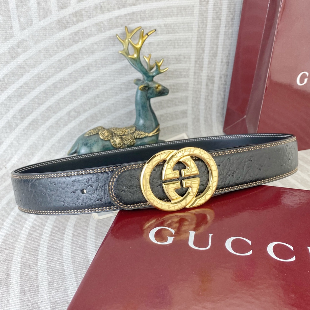 古奇💕 特种皮腰带系列 ，原厂五金精品不锈钢扣，手感柔软舒适 宽3.8CM。