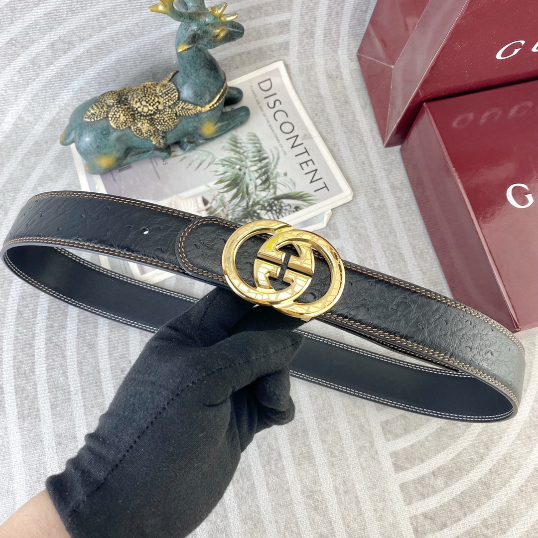 古奇💕 特种皮腰带系列 ，原厂五金精品不锈钢扣，手感柔软舒适 宽3.8CM。