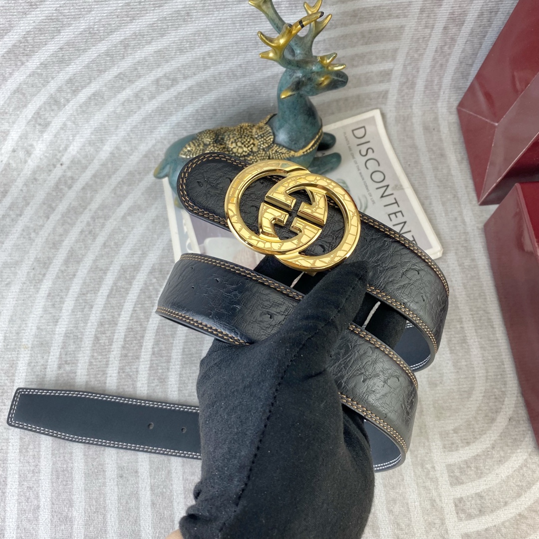 古奇💕 特种皮腰带系列 ，原厂五金精品不锈钢扣，手感柔软舒适 宽3.8CM。