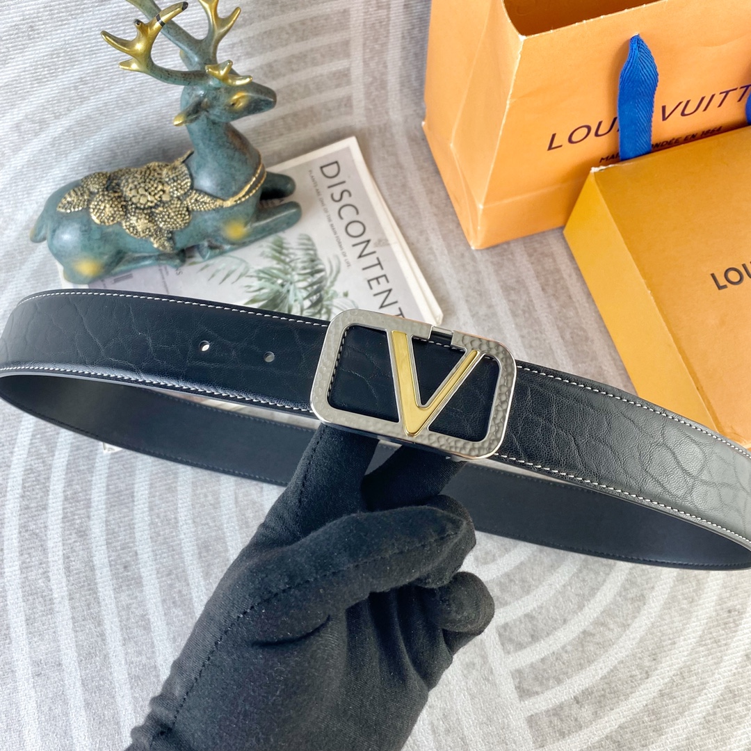 LV💕 特种皮腰带系列 ，原厂五金精品不锈钢扣，手感柔软舒适 宽3.8CM。