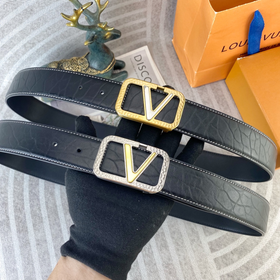 LV💕 特种皮腰带系列 ，原厂五金精品不锈钢扣，手感柔软舒适 宽3.8CM。