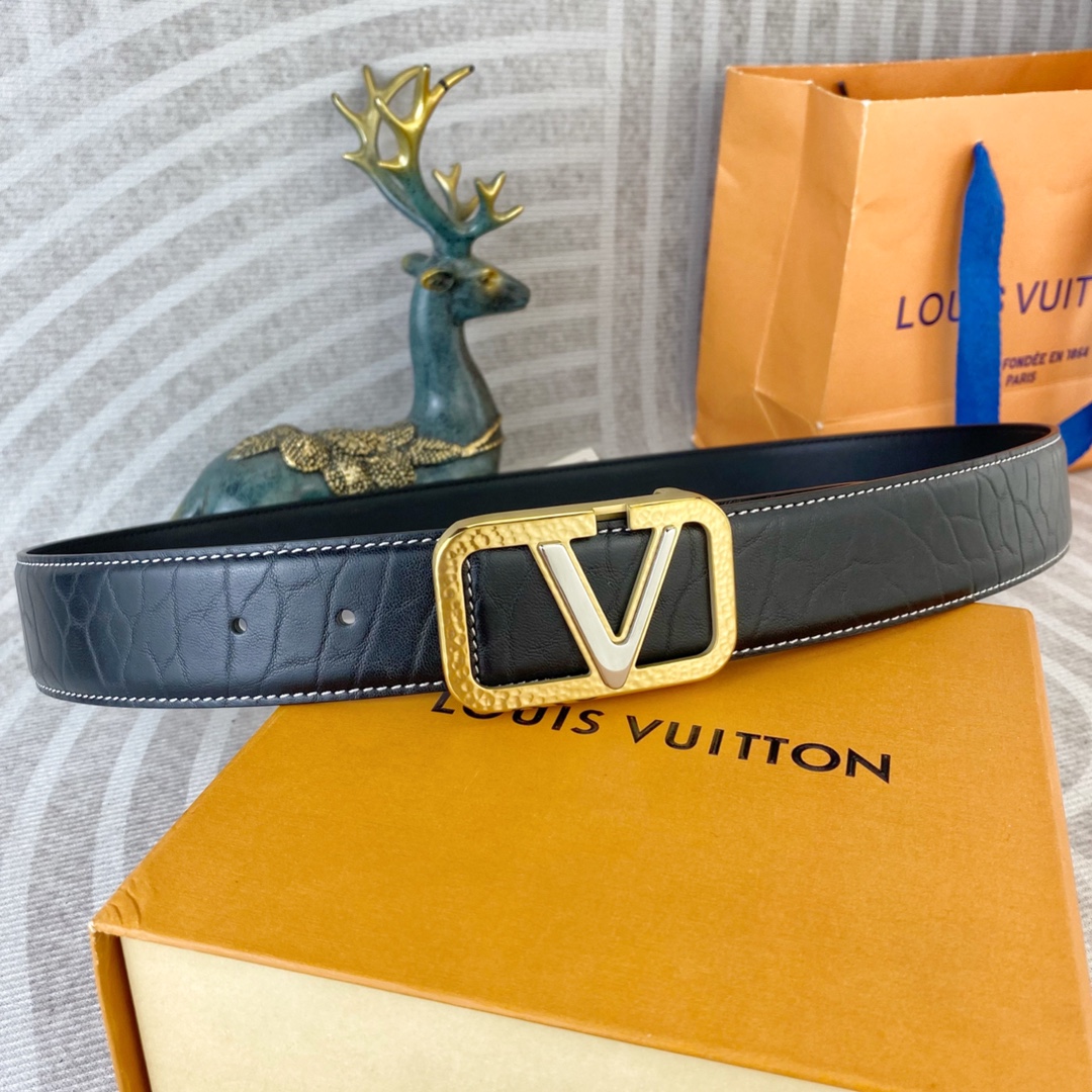 LV💕 特种皮腰带系列 ，原厂五金精品不锈钢扣，手感柔软舒适 宽3.8CM。