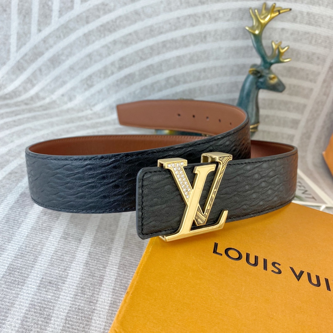 LV💕 特种皮腰带系列 ，原厂五金精品不锈钢扣，手感柔软舒适 宽3.8CM。