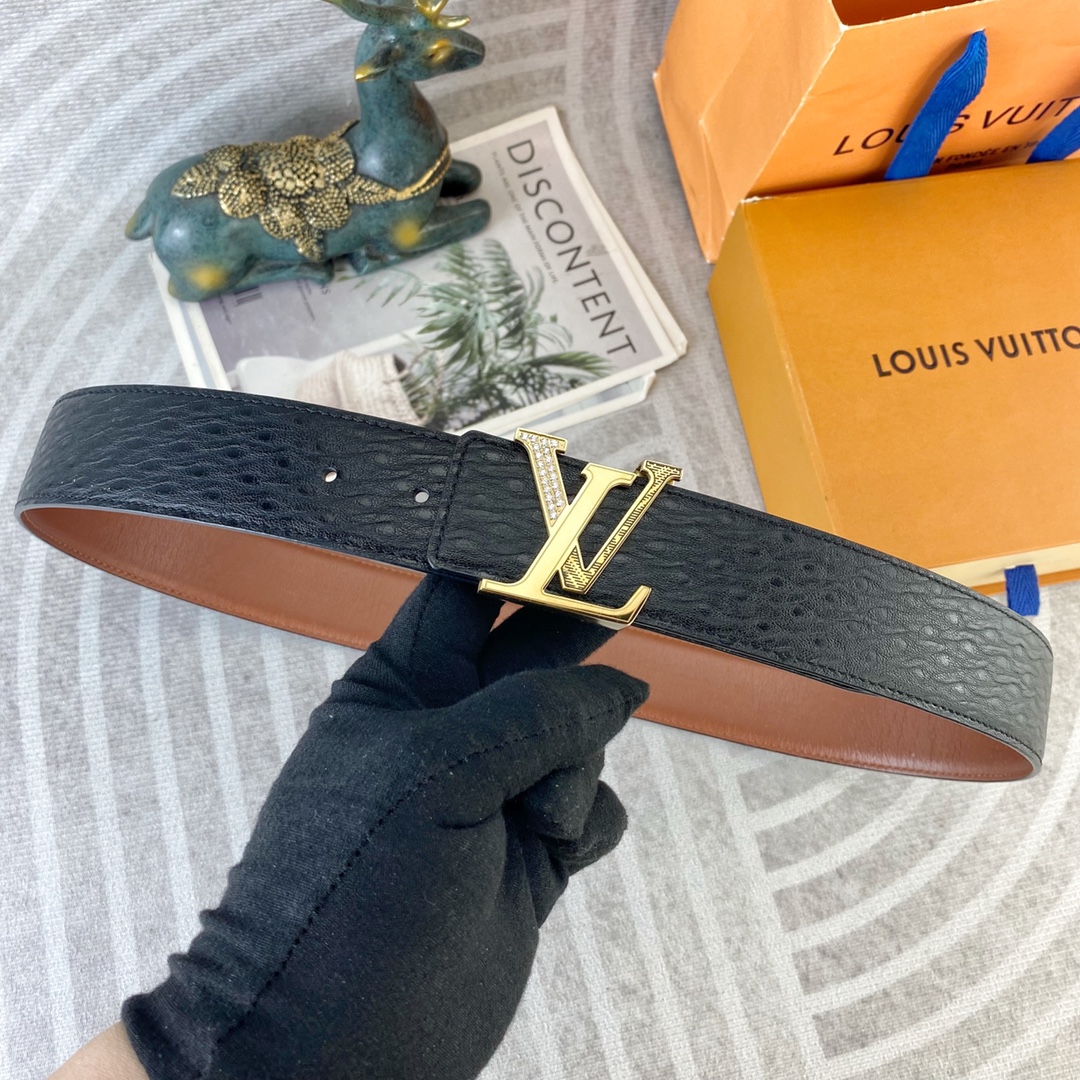 LV💕 特种皮腰带系列 ，原厂五金精品不锈钢扣，手感柔软舒适 宽3.8CM。
