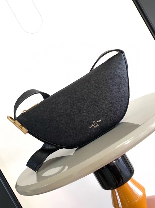 Louis Vuitton Low Key Black Leather Belt Bag, Adjustable Strap, 28 x 13 cm