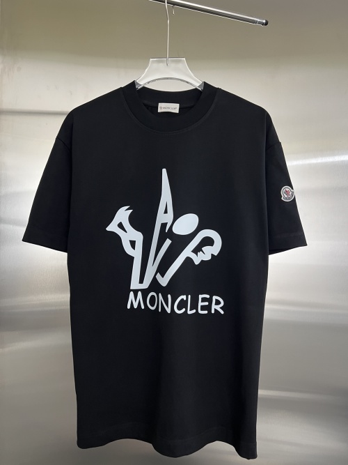 Moncler Unisex Cotton T-Shirt with Logo Graphic - Short Sleeve 1 Moncler Unisex Cotton T-Shirt with Logo Graphic - Short Sleeve