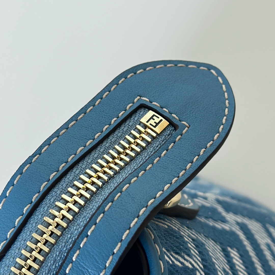 Fendi Boston Bag - Blue Denim Jacquard with FF Logo, Adjustable Strap 8 i1746434830 8075 6