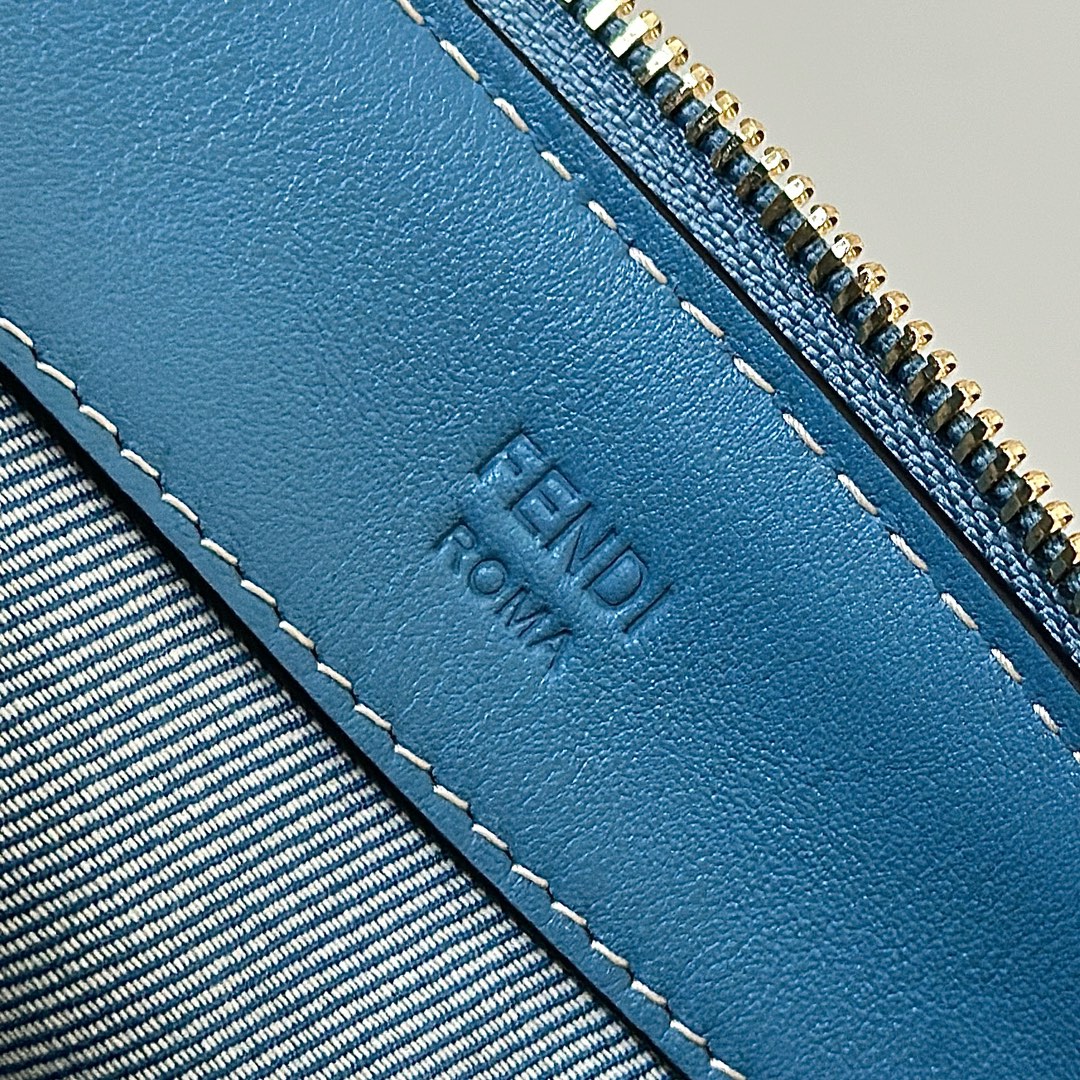 Fendi Boston Bag - Blue Denim Jacquard with FF Logo, Adjustable Strap 9 i1746434830 8196 7