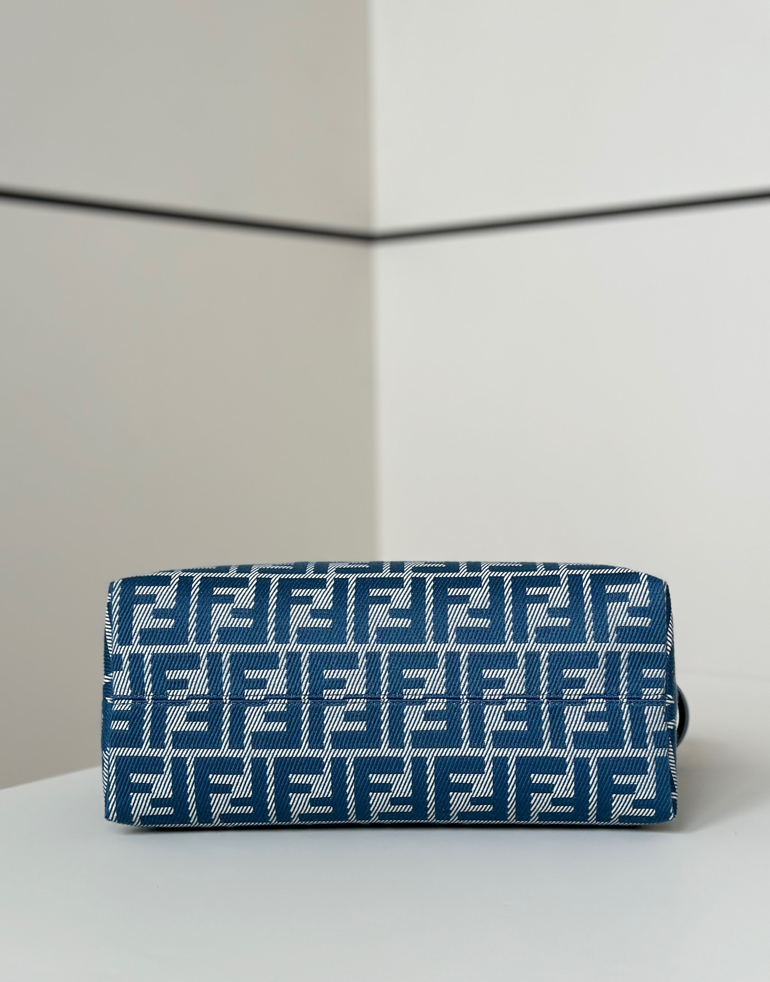 Fendi Boston Bag - Blue Denim Jacquard with FF Logo, Adjustable Strap 5 i1746434830 8761 3