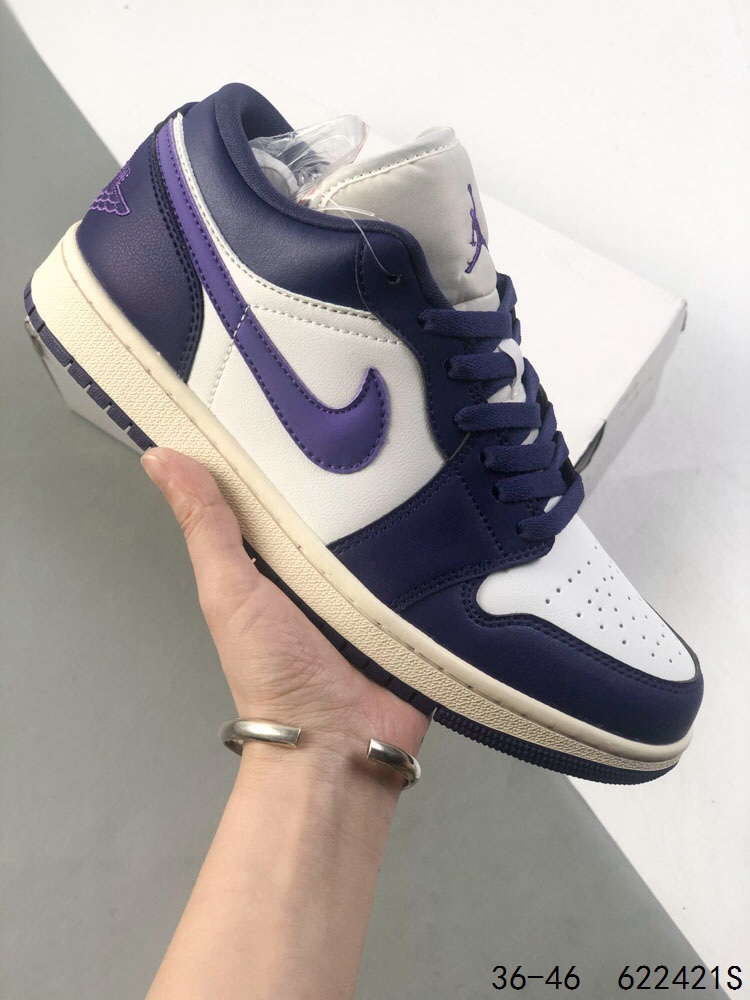 Air Jordan 1 Low Basketball Shoes, Comfortable and Stylish, Purple and White 2 i1746458727 88 0