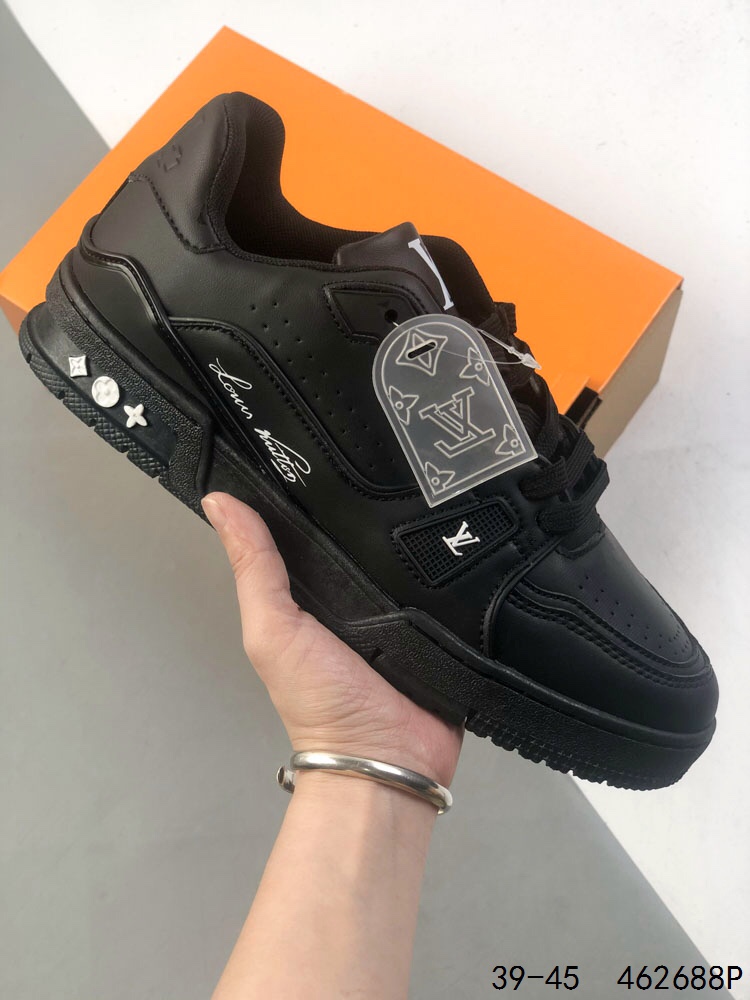 Louis Vuitton Trail Sneaker Low Black Leather Casual Basketball Shoes 24 i1746462956 6378 0