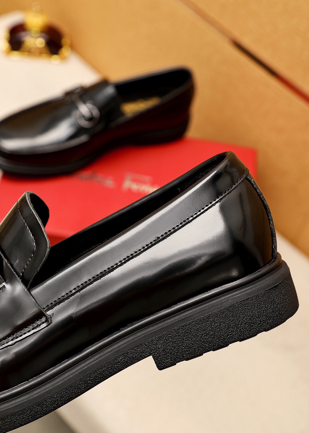 Ferragamo Men's Leather Loafers with Metal Buckle, Sizes 38-44 7 i1746492885 8037 5