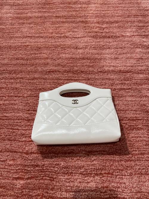 Chanel 31 Bag Nano, White Lambskin & Light Gold Hardware, 20 x 17.5 x 3.5cm 1 Chanel 31 Bag Nano, White Lambskin & Light Gold Hardware, 20 x 17.5 x 3.5cm
