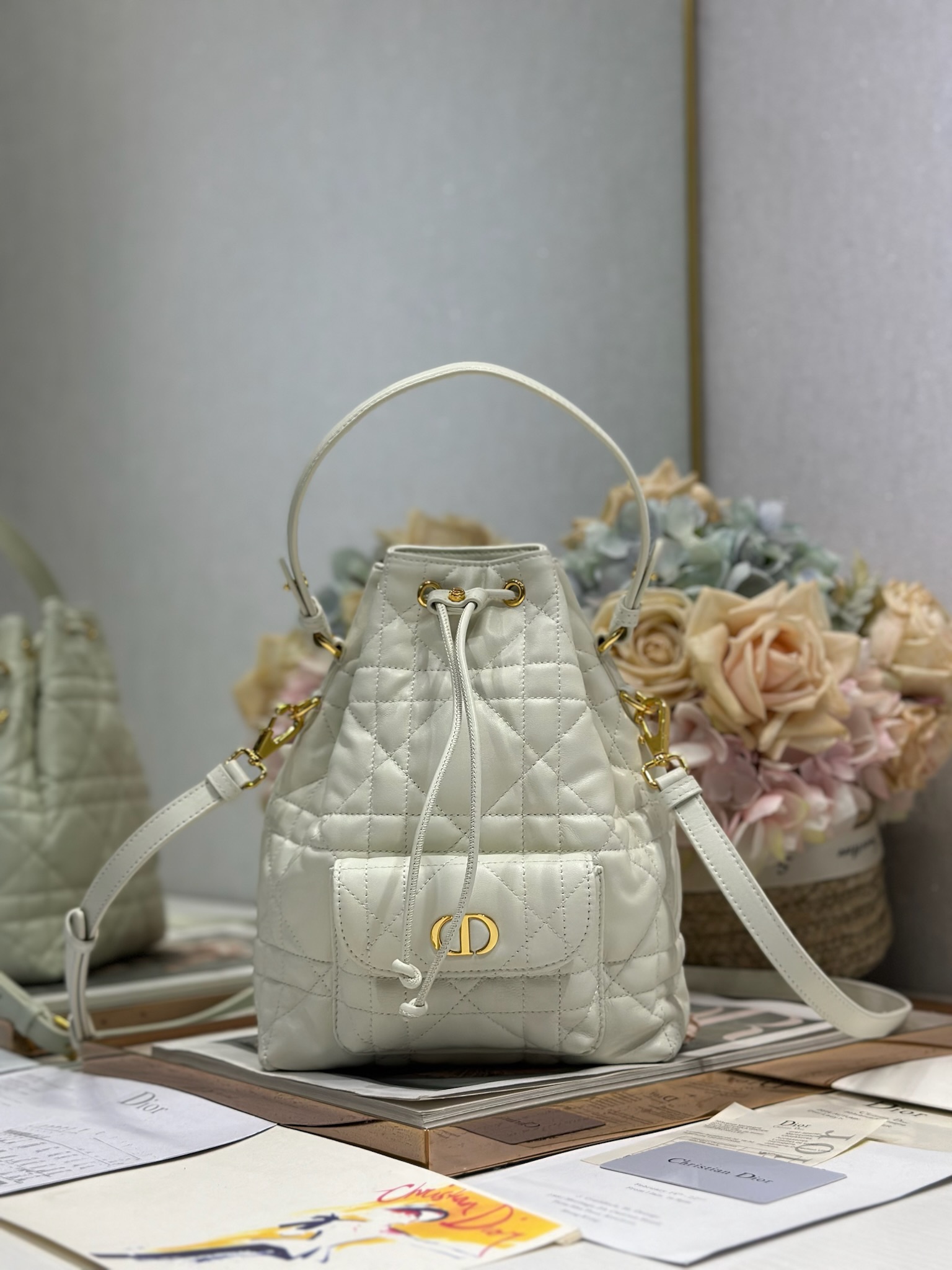 NO:213175,Small Dior Caro Bucket Bag 