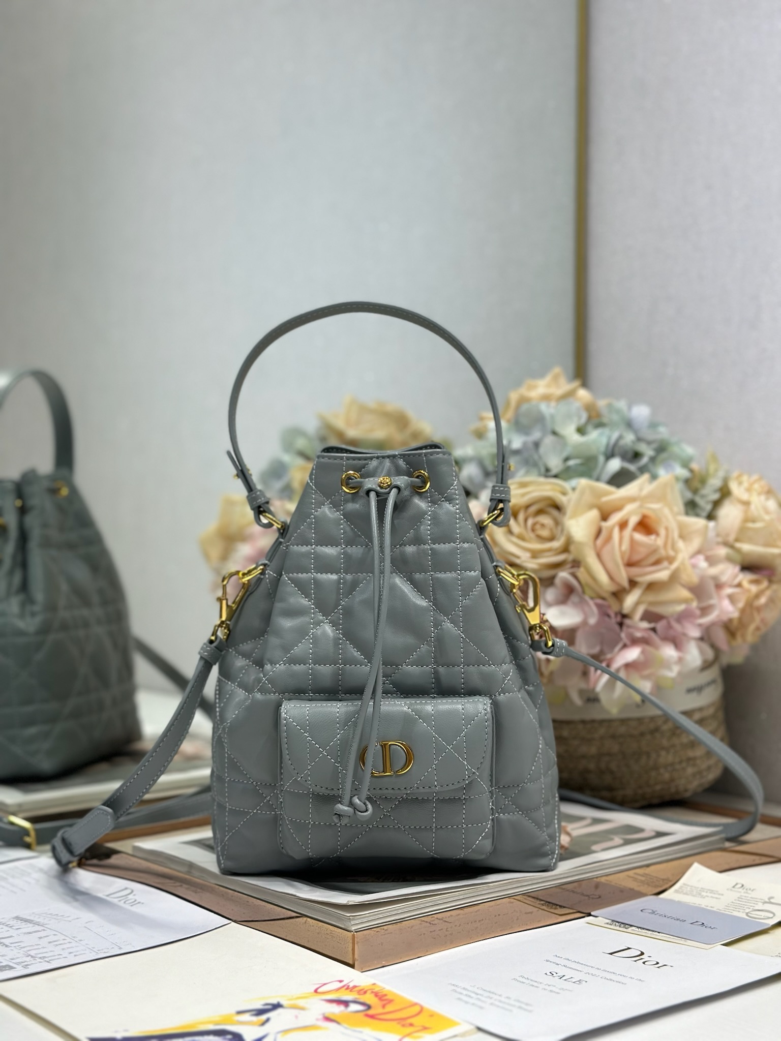 NO:213178,Small Dior Caro Bucket Bag 