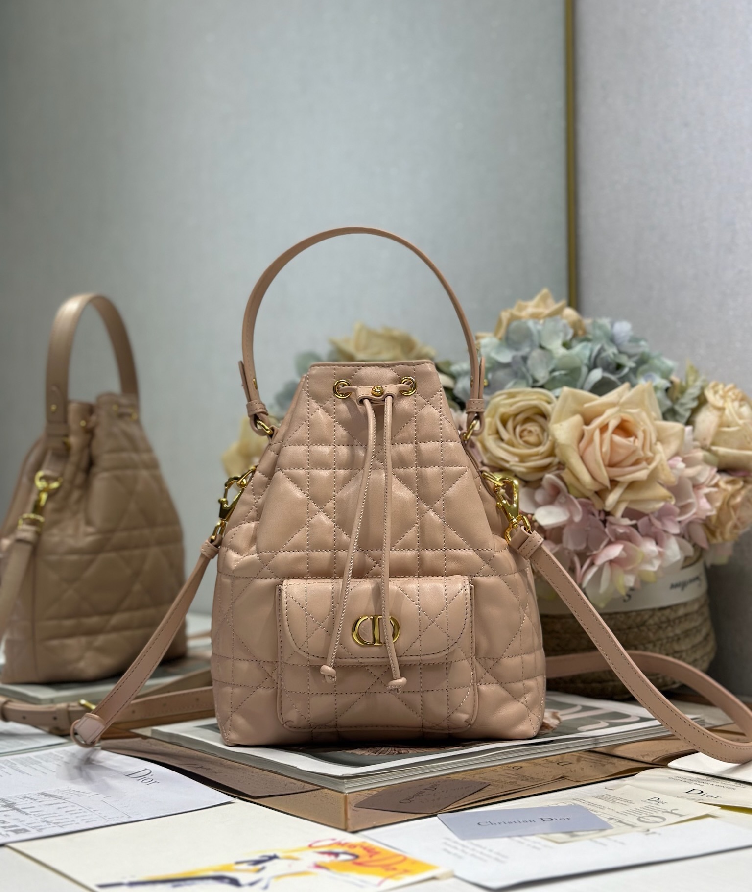 NO:213180,Small Dior Caro Bucket Bag 