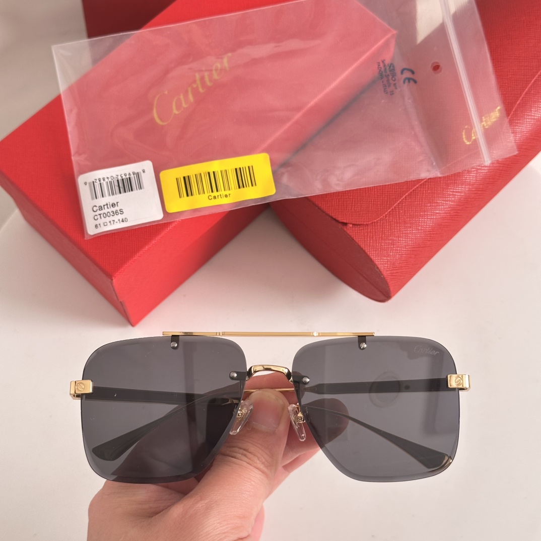 Cartier Sunglasses Rimless Metal Square