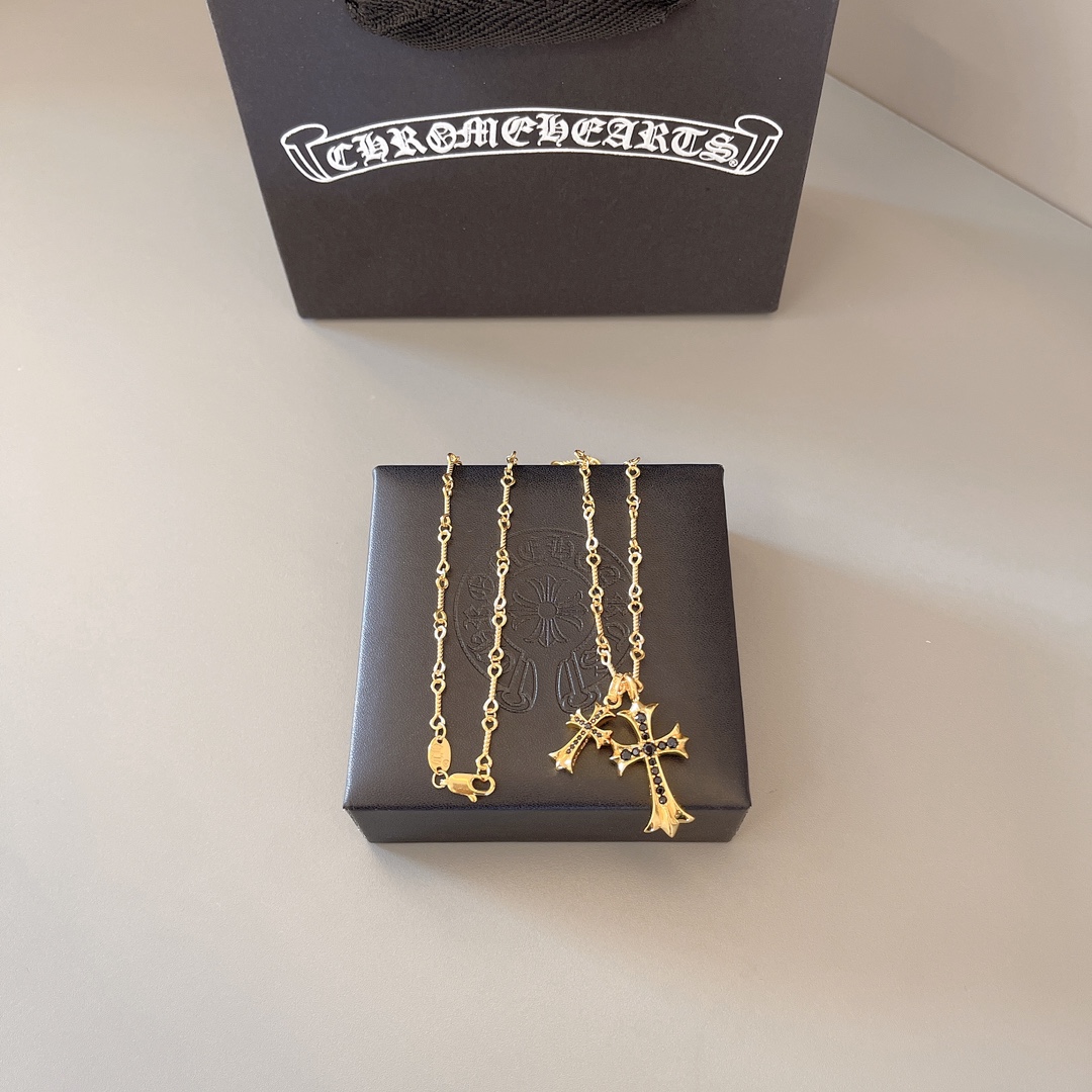 NO:861231,Double cross necklace gold-plated diamond-studded sweater chain for men and women couples Yi Mengling same style clavicle chain trend, jewelry boutique, sweaters, necklace, gold plating19860909双十字架项链镀金镶钻男女情侣毛衣链易梦玲同款锁骨链潮流,饰品精品,sweaters,necklace,gold plating,Jewelry