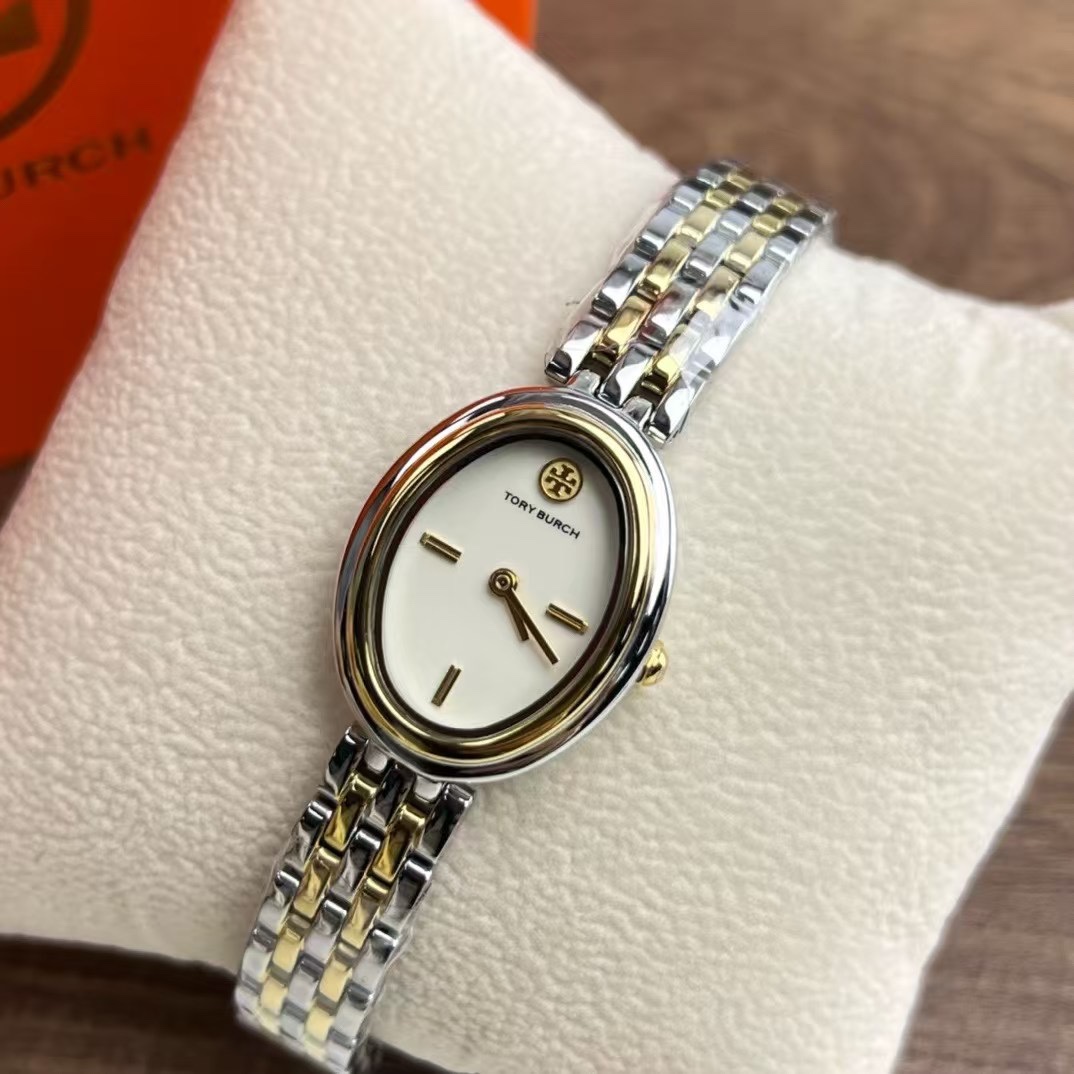 Tory Burch Women's Two-Tone Oval Link Watch, TBW6033 - Elegant Timepiece 8 i1746683510 7546 6