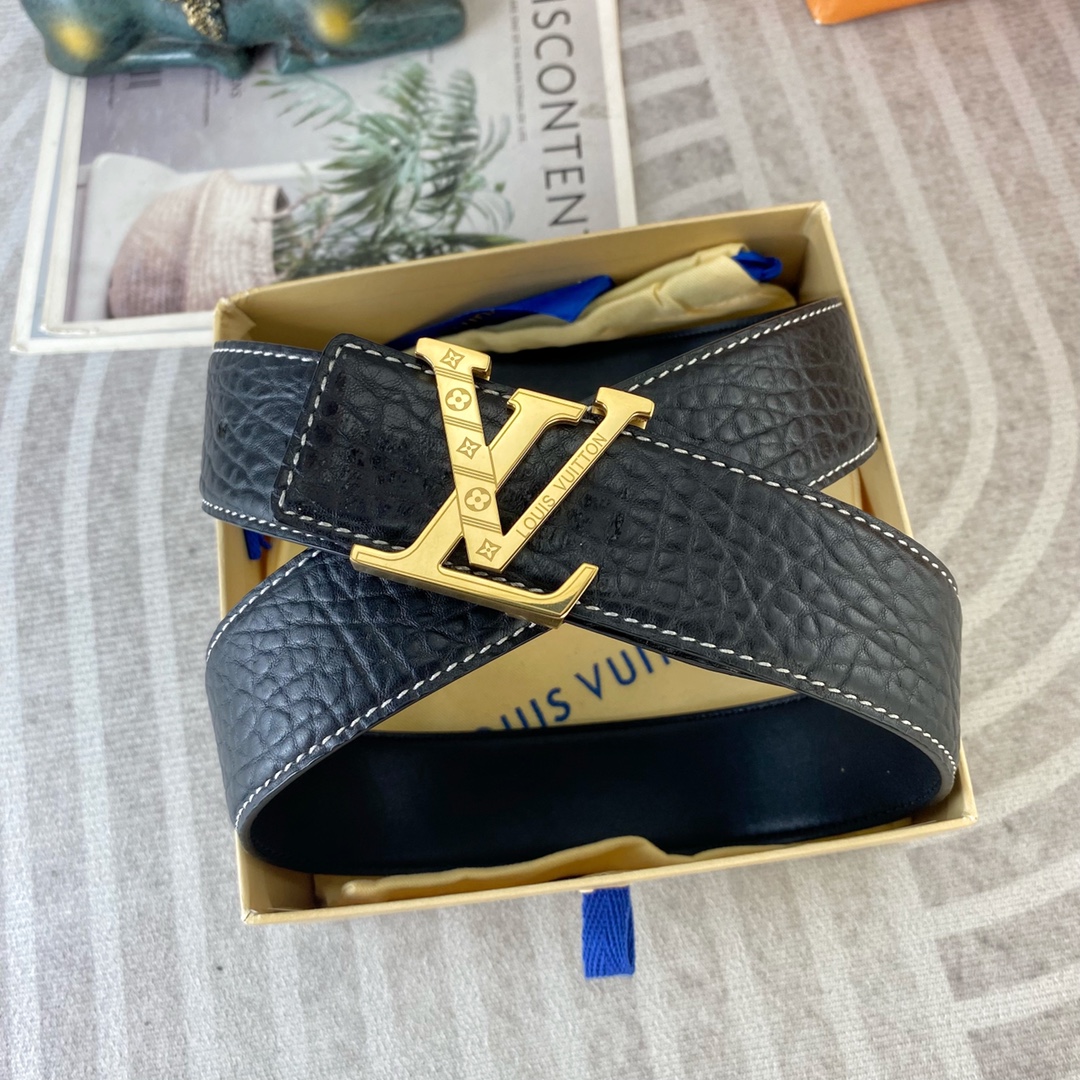 LV💕 特种皮腰带系列 ，原厂五金精品不锈钢扣，手感柔软舒适 宽3.8CM。