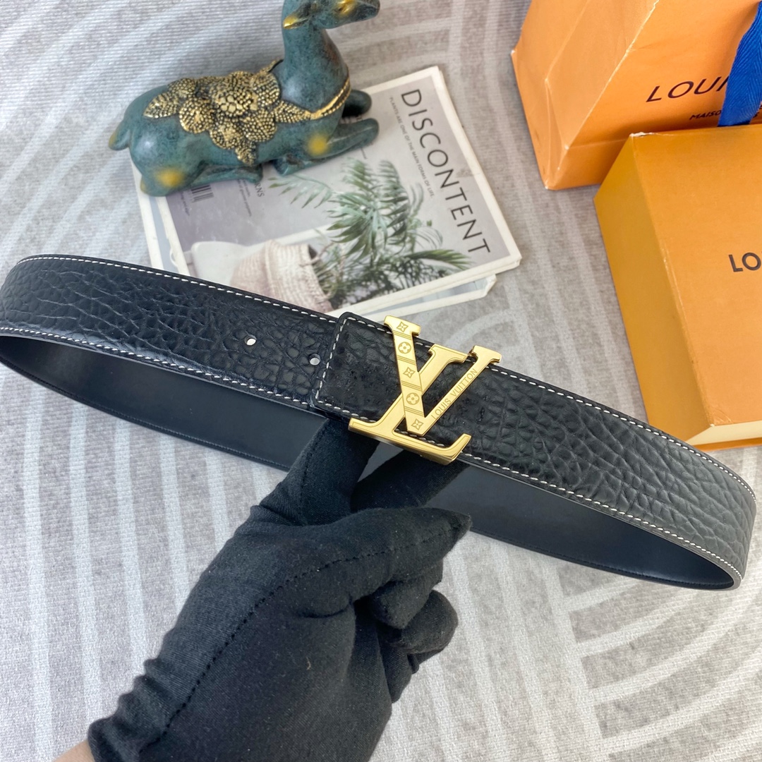 LV💕 特种皮腰带系列 ，原厂五金精品不锈钢扣，手感柔软舒适 宽3.8CM。