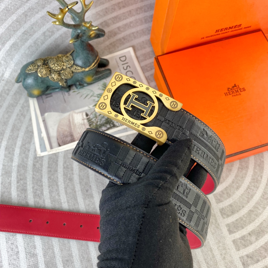 爱马仕💕 特种皮腰带系列 ，原厂五金精品不锈钢扣，手感柔软舒适 宽3.8CM。