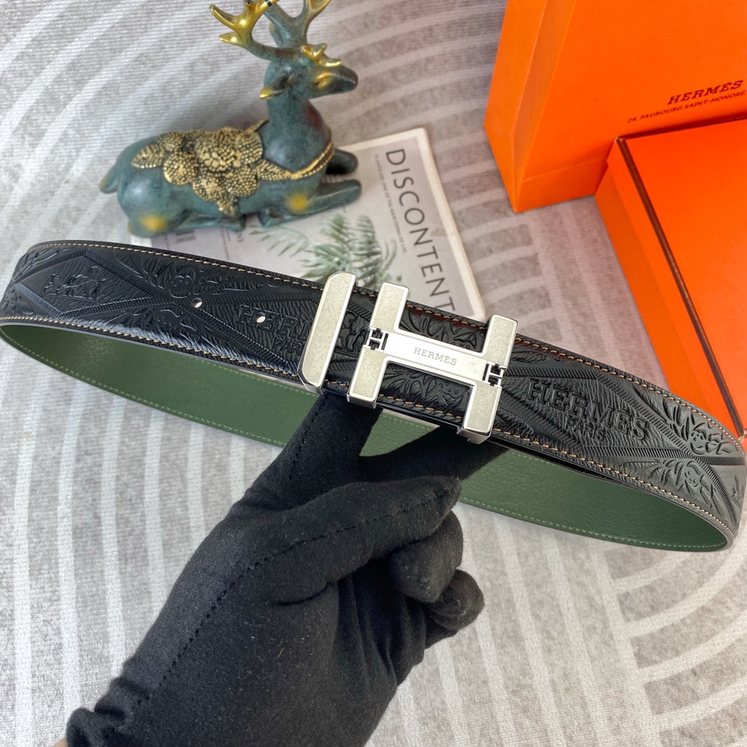 爱马仕💕 特种皮腰带系列 ，原厂五金精品不锈钢扣，手感柔软舒适 宽3.8CM。