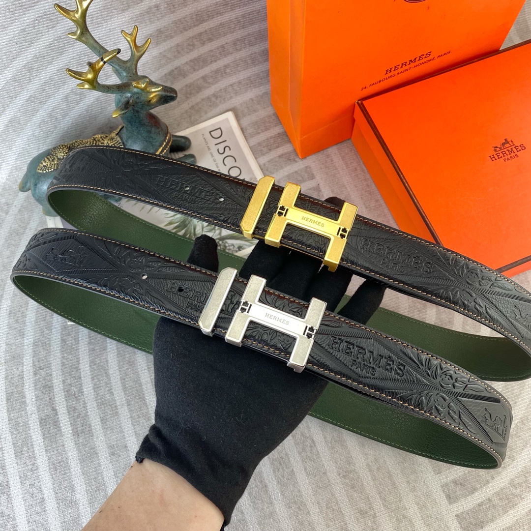 爱马仕💕 特种皮腰带系列 ，原厂五金精品不锈钢扣，手感柔软舒适 宽3.8CM。