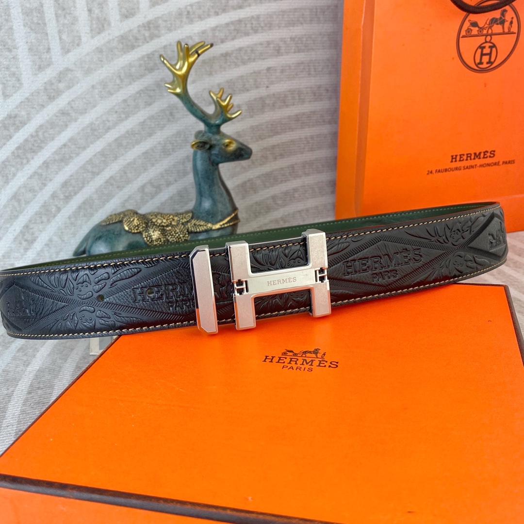 爱马仕💕 特种皮腰带系列 ，原厂五金精品不锈钢扣，手感柔软舒适 宽3.8CM。