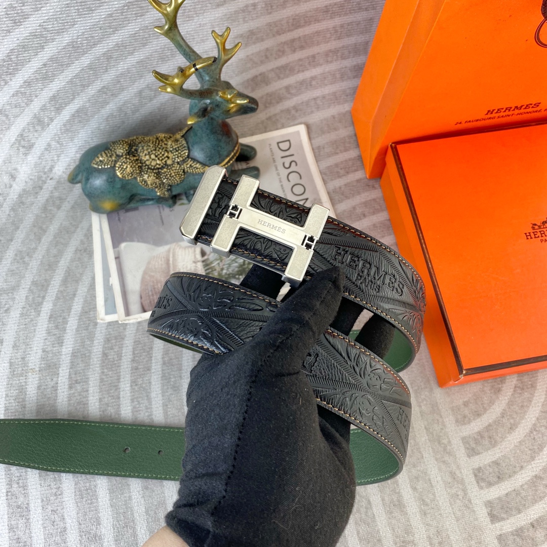 爱马仕💕 特种皮腰带系列 ，原厂五金精品不锈钢扣，手感柔软舒适 宽3.8CM。