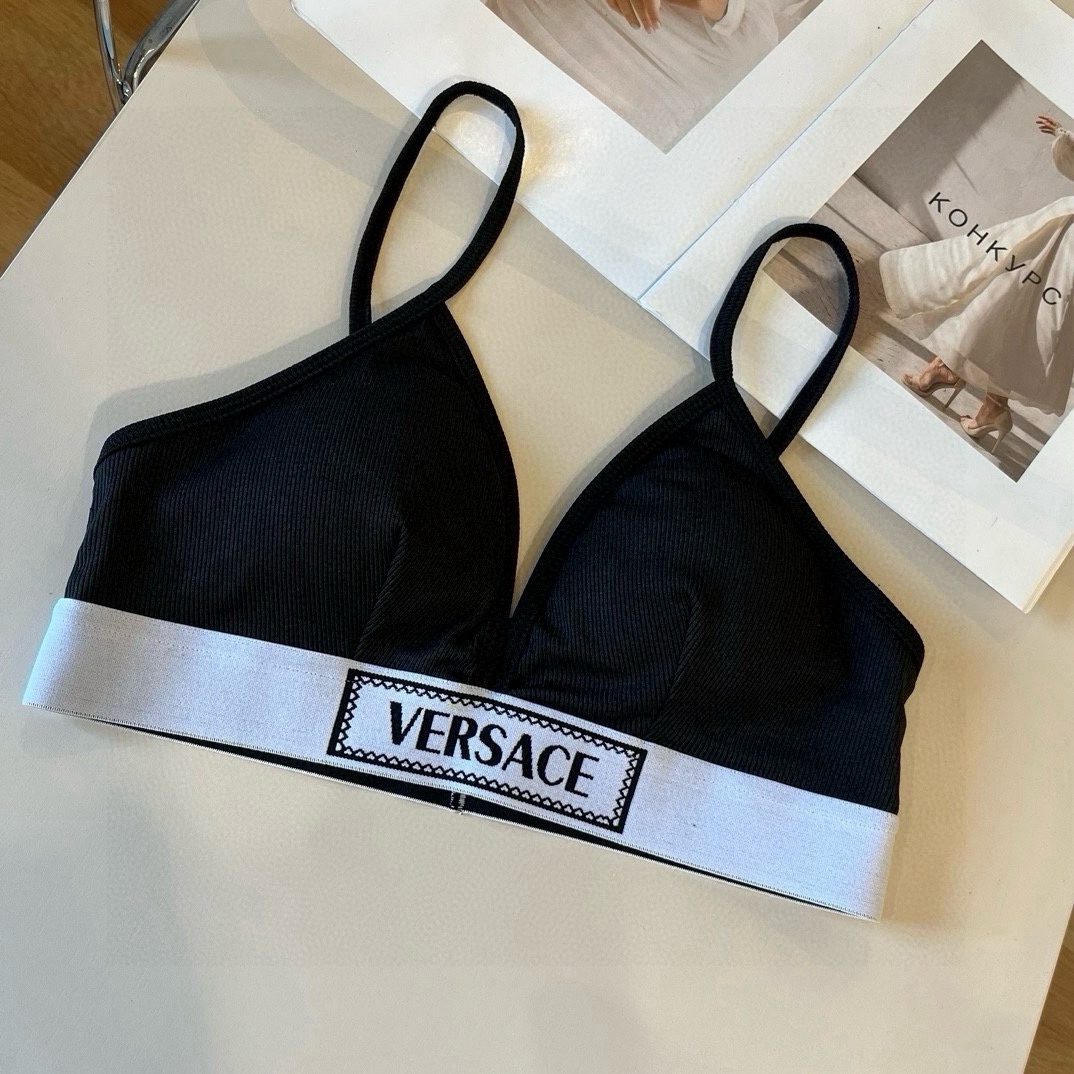 P
Versac*新款织带比基尼分体泳衣套装 黑色白色ＳＭＬ