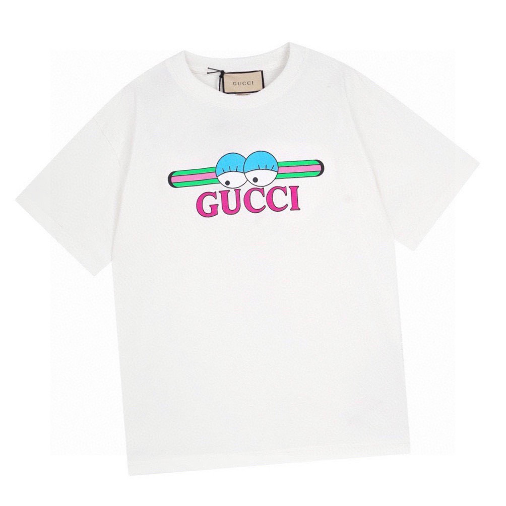古驰/Gucci 夏季新品 卡通眼睛印花圆领短袖T恤