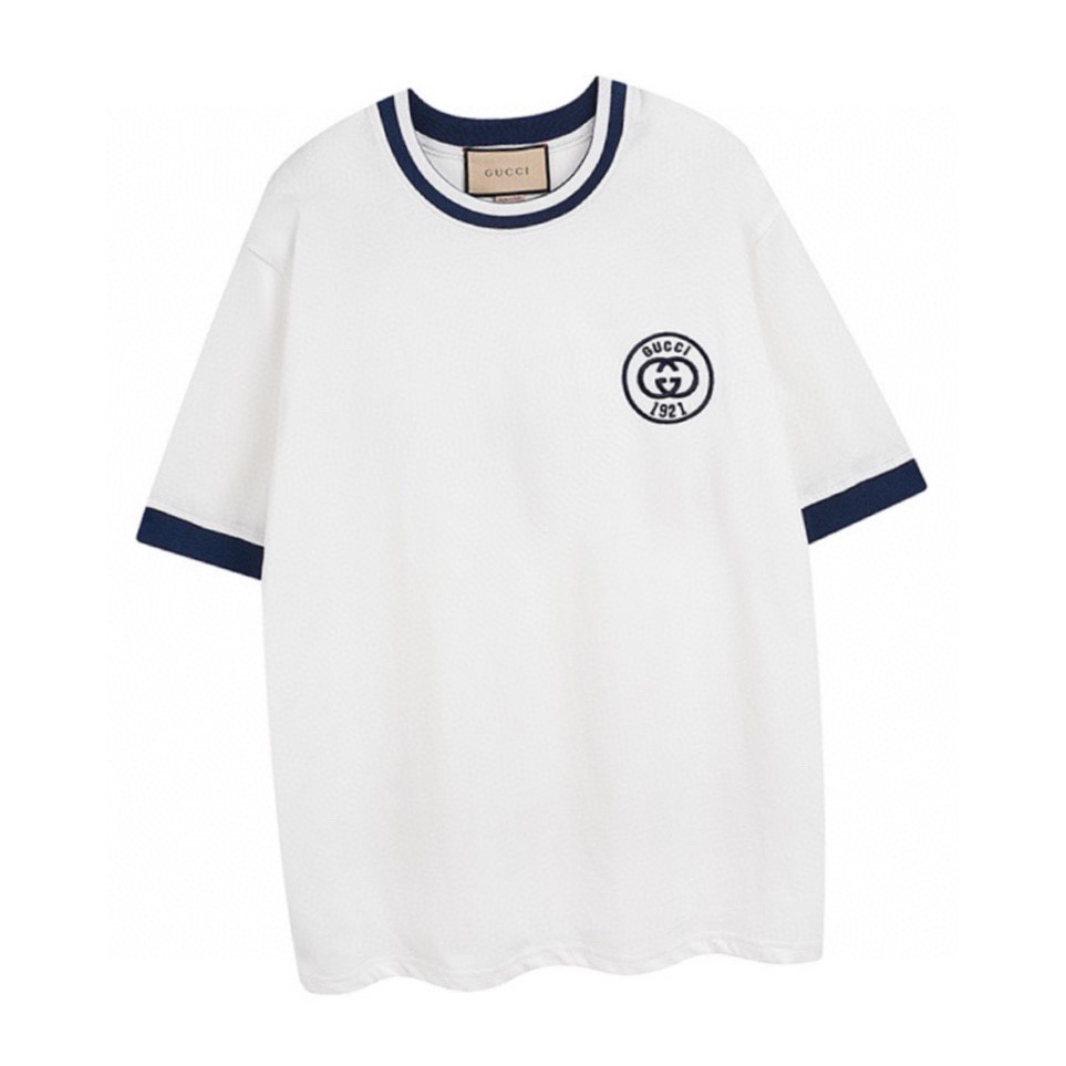 古驰/Gucci 夏季新品 互扣式双G刺绣标识圆领短袖T恤