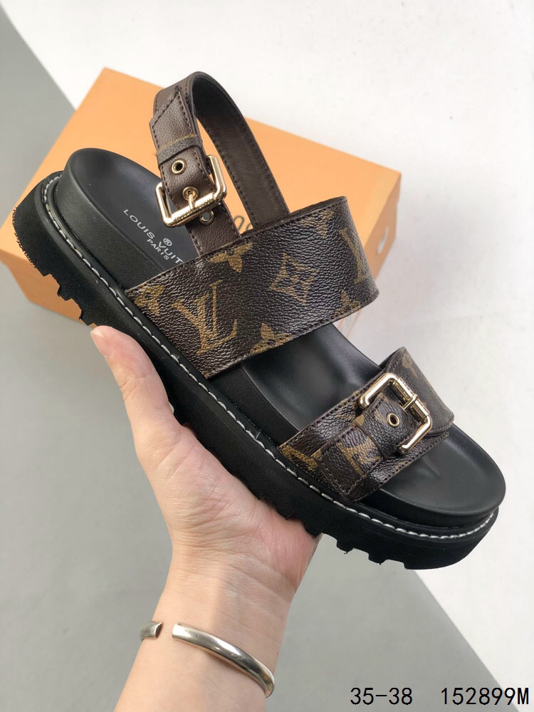 Louis Vuitton Sandal Flat Comfort Sandal, Large Logo Print, Thick Bottom, Height Increasing, Casual 2 i1746718263 2564 0