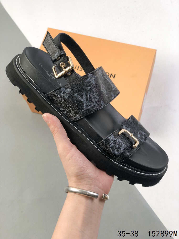 Louis Vuitton Sandal Flat Comfort Sandal, Large Logo Print, Thick Bottom, Height Increasing, Casual 7 i1746718263 8948 5