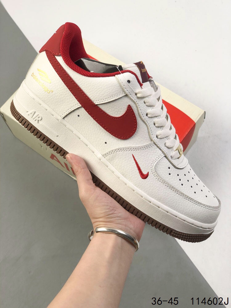 Nike Air Force 1 Low Casual Sneakers - White/Red, Men's Athletic Shoes 2 i1746718564 2999 0