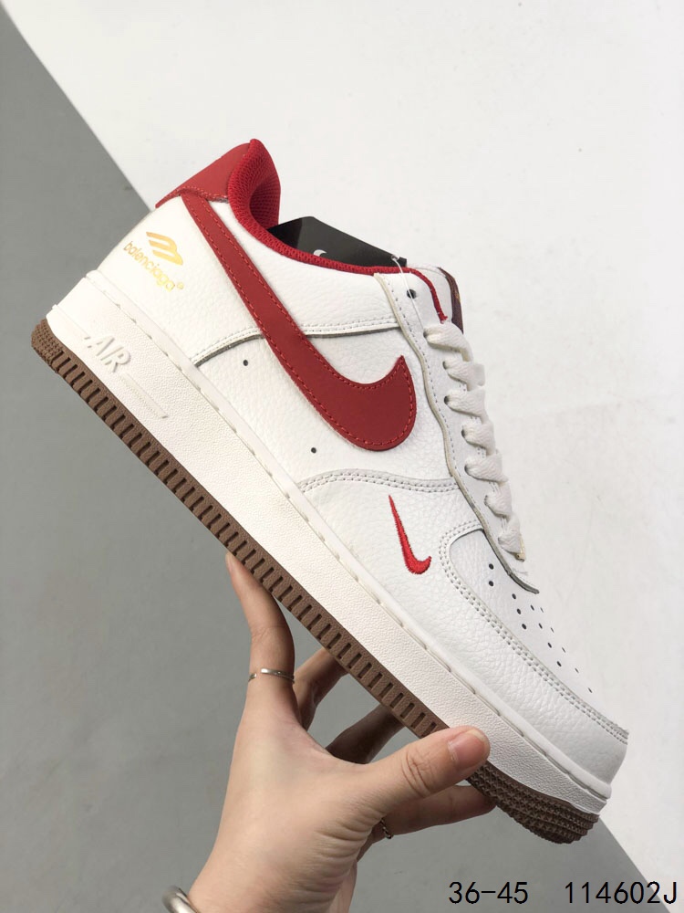 Nike Air Force 1 Low Casual Sneakers - White/Red, Men's Athletic Shoes 5 i1746718564 5928 3