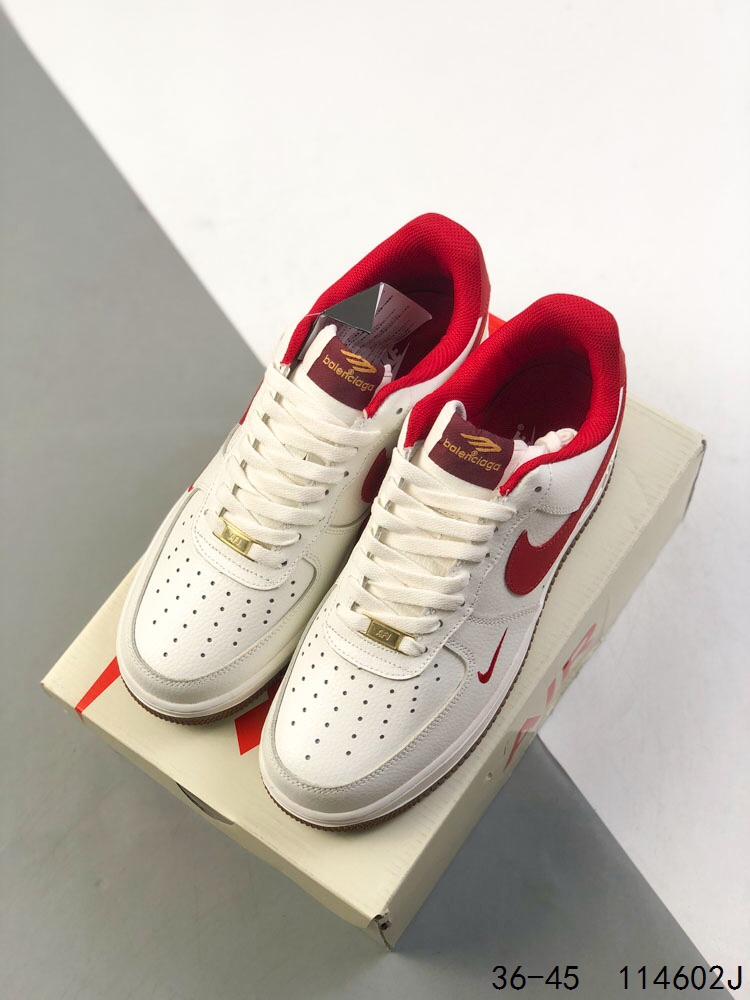 Nike Air Force 1 Low Casual Sneakers - White/Red, Men's Athletic Shoes 3 i1746718564 8649 1
