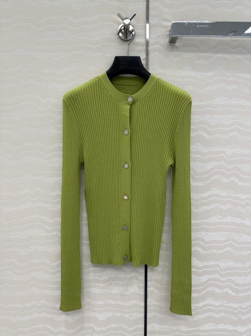 Elegant Knitted Cardigan with Jewel Buttons - Soft Tencel Yarn, Slim Fit 1 Elegant Knitted Cardigan with Jewel Buttons - Soft Tencel Yarn, Slim Fit