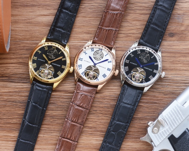 Cartier Men's Automatic Mechanical Watch with Leather Band and Skeleton Dial 1 Cartier Men's Automatic Mechanical Watch with Leather Band and Skeleton Dial