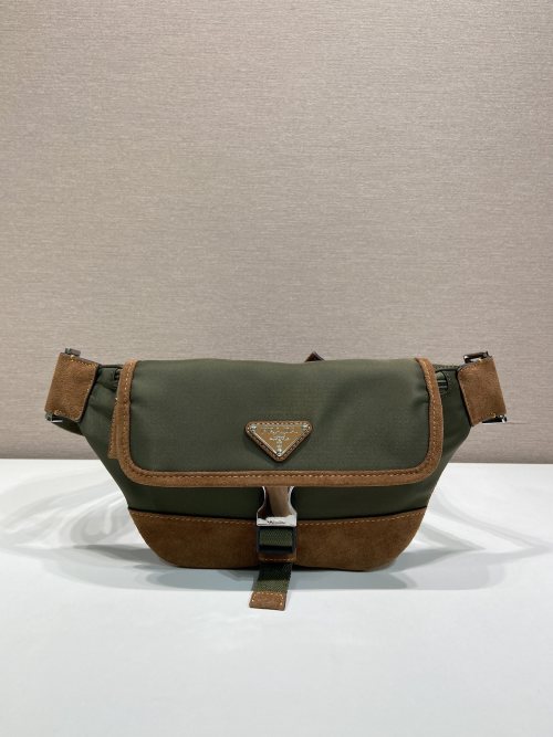 Prada Musk Green Nylon Belt Bag,2VH176 Crossbody Shoulder Bag 1 Prada Musk Green Nylon Belt Bag,2VH176 Crossbody Shoulder Bag