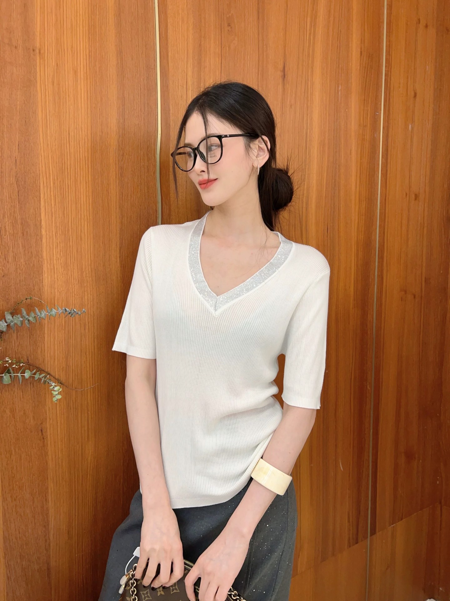 Bc Lightweight Tencel Top with Rhinestone V-Neck - Summer Essential 3 i1746780999 6350 2