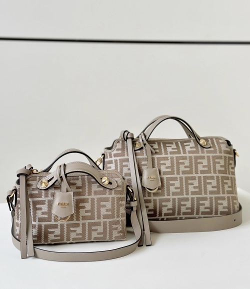 Fendi Boston Handbag in Jacquard with FF Logo and Detachable Strap 1 Fendi Boston Handbag in Jacquard with FF Logo and Detachable Strap