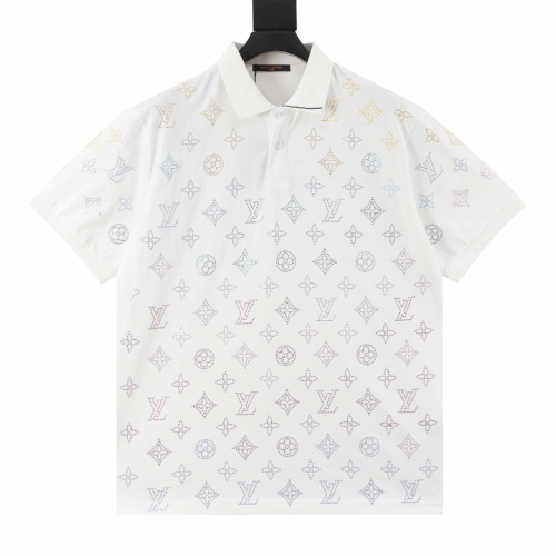 Louis Vuitton Monogram Rhinestone Polo Shirt, Cotton Short Sleeve Top, Unisex 1 Louis Vuitton Monogram Rhinestone Polo Shirt, Cotton Short Sleeve Top, Unisex