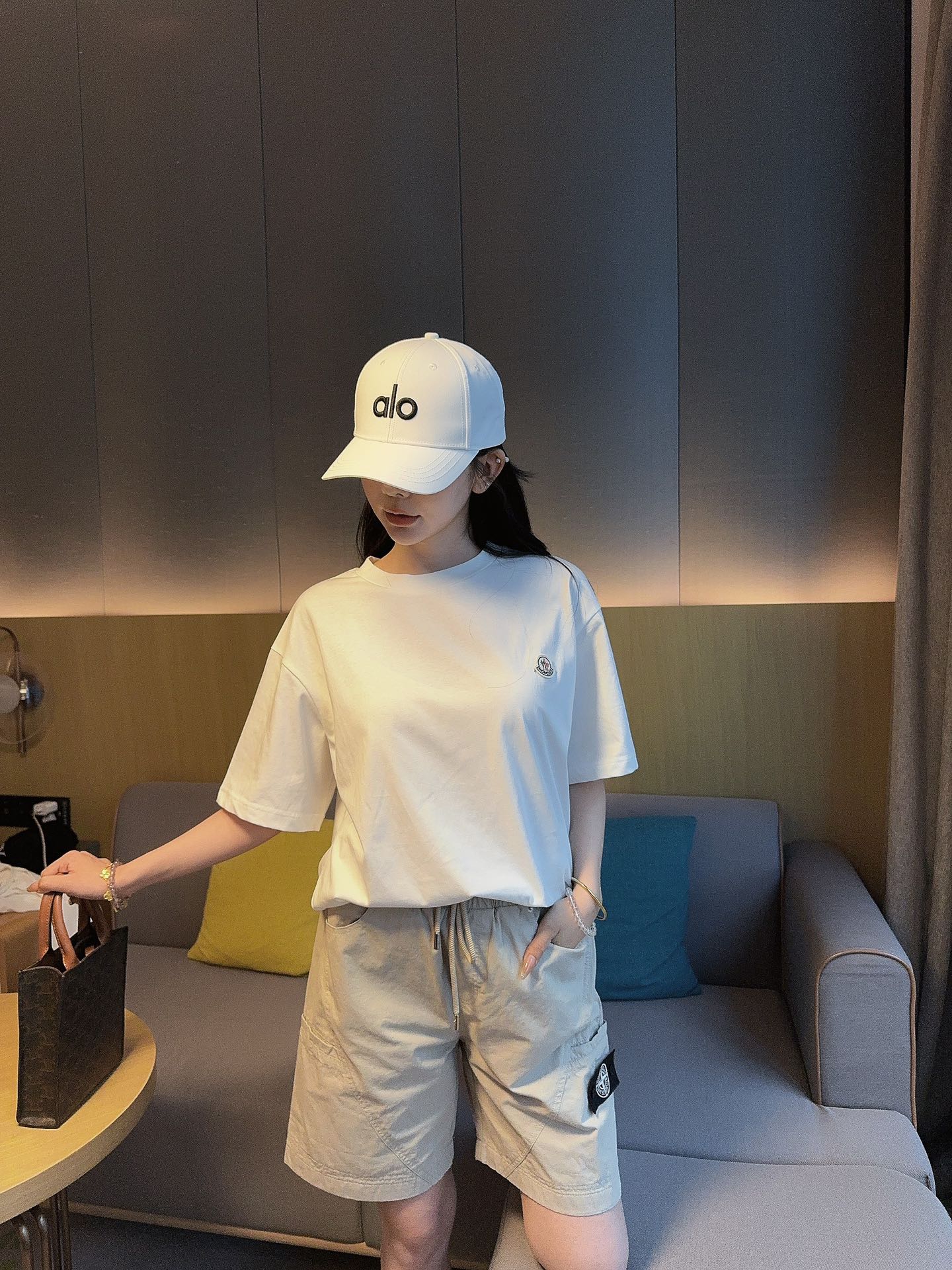 CD x Stone Island/迪奥 石头岛联名徽标短裤 上身效果#