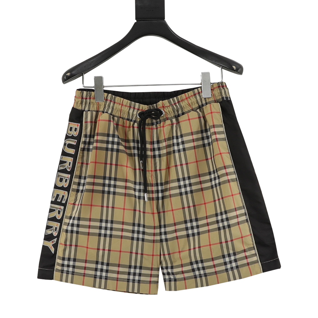 BURBERRY/Burberry pantalones cortos de playa a cuadros con letras laterales La tela original es una tela de sarga funci…