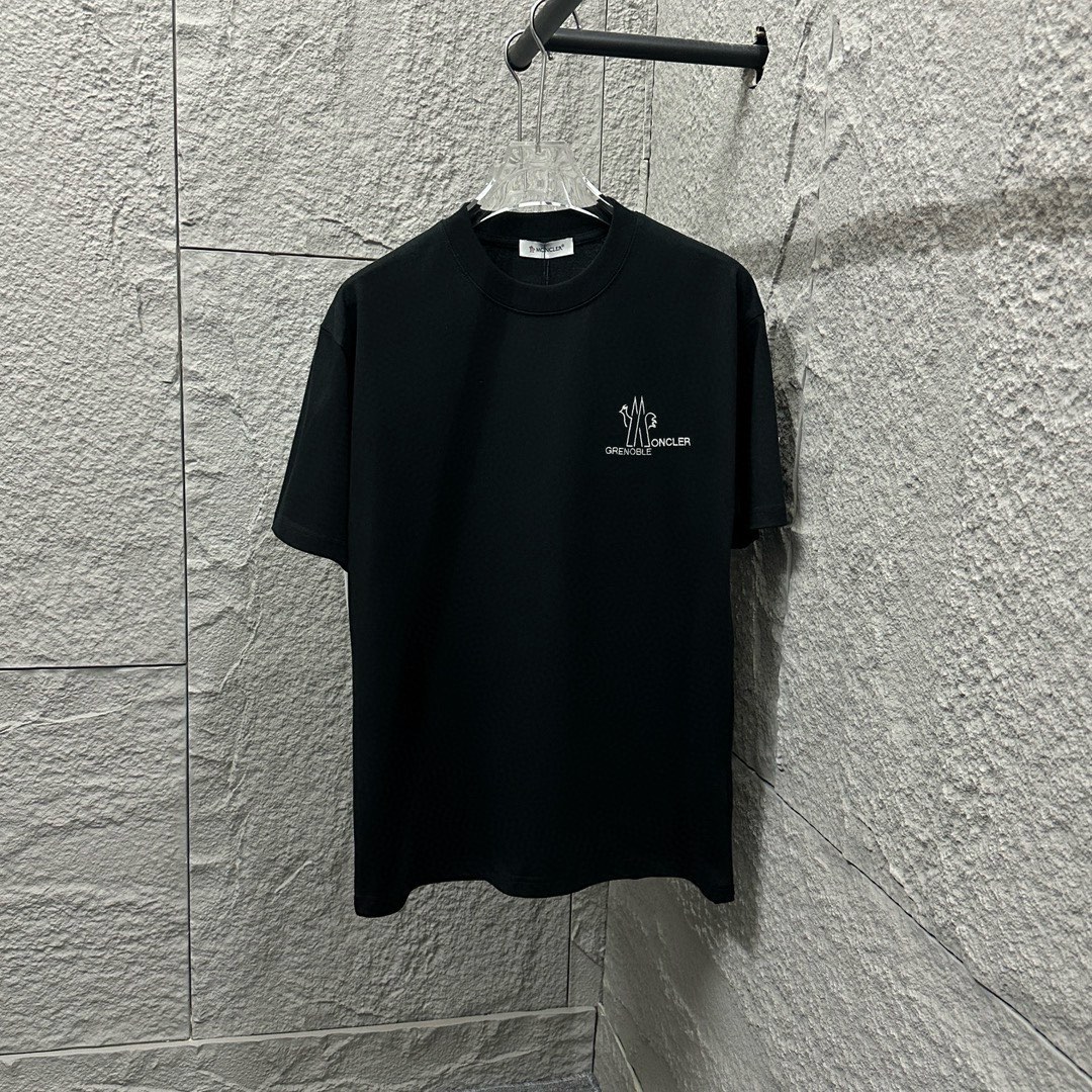 Moncle* 蒙口* 2025 primavera-verano nuevo estilo, clásico bordado de letras en blanco y negro, tejido de algodón puro per…