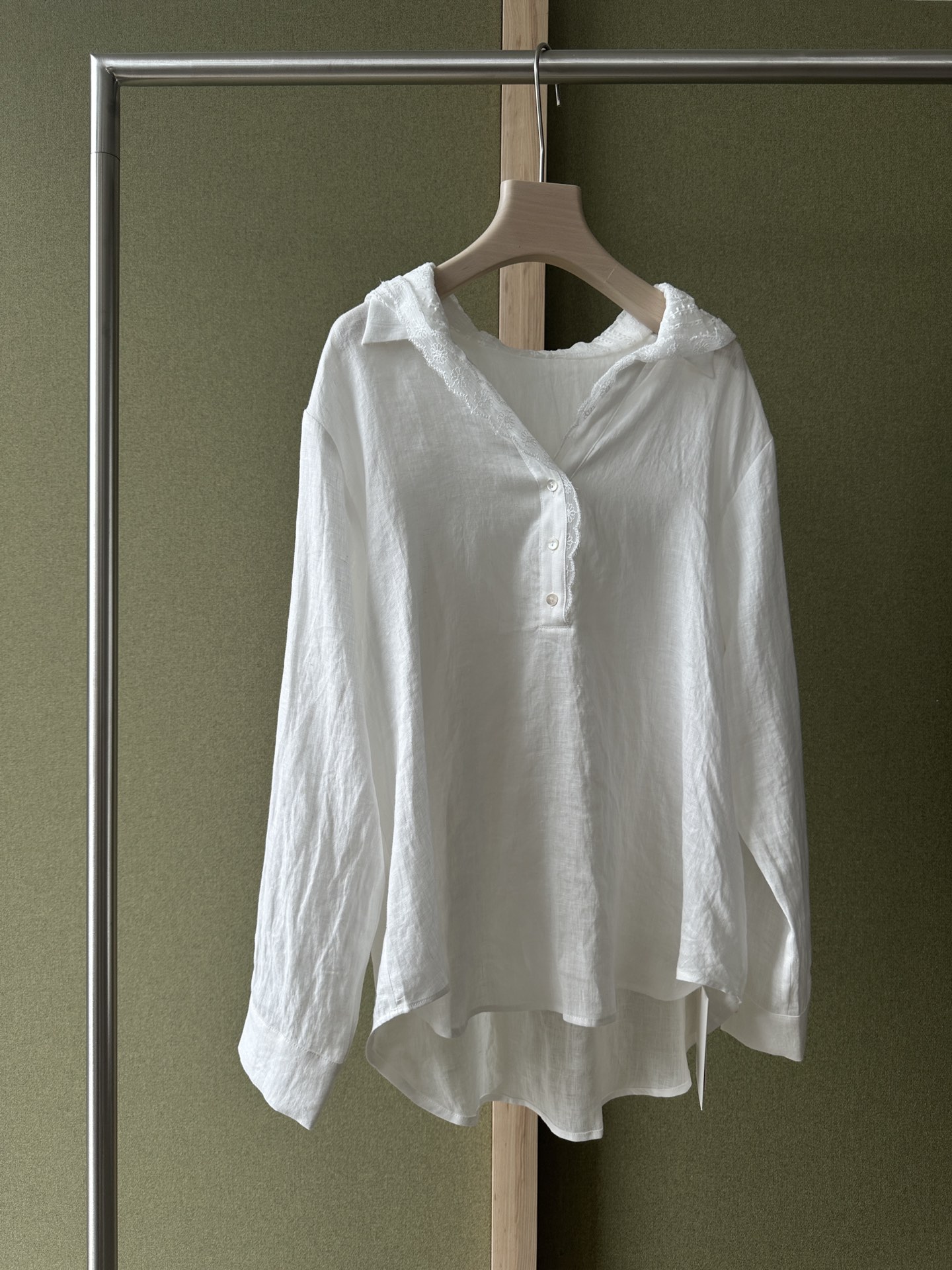 NO:332265,YS ｜New Summer Collection Linen Spliced ​​Jacquard Lace Hooded Shirt Clean High-end Elegance SML, Shirts,hats,alexander wang19860909YS ｜New Summer Collection 亚麻 拼接提花蕾丝连帽衬衫 干干净净 高级优雅  SML,,shirts,hats,alexander wang,Women's clothing